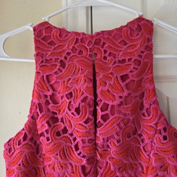 Aidan Mattox Dress 2 Lace Overlay Bright Pink Dress Size 2 $285 - Picture 8 of 9